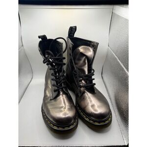 Dr Martens 1460 Metallic Chrome Combat‎ Boots Womens Size 6 US